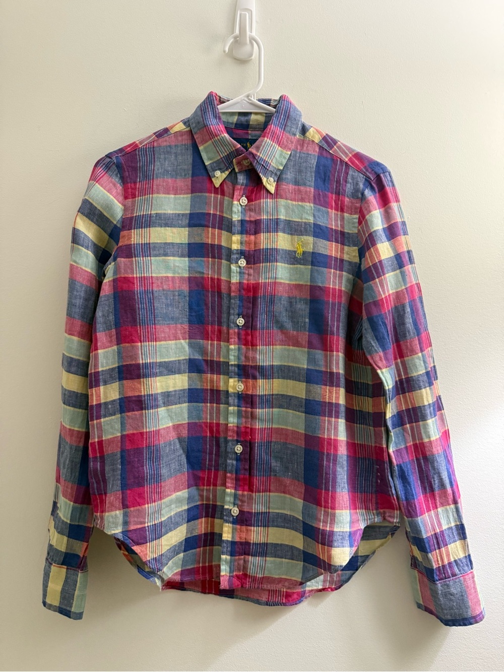 Ralph Lauren Linen Multicolor Plaid Button-Down Shirt